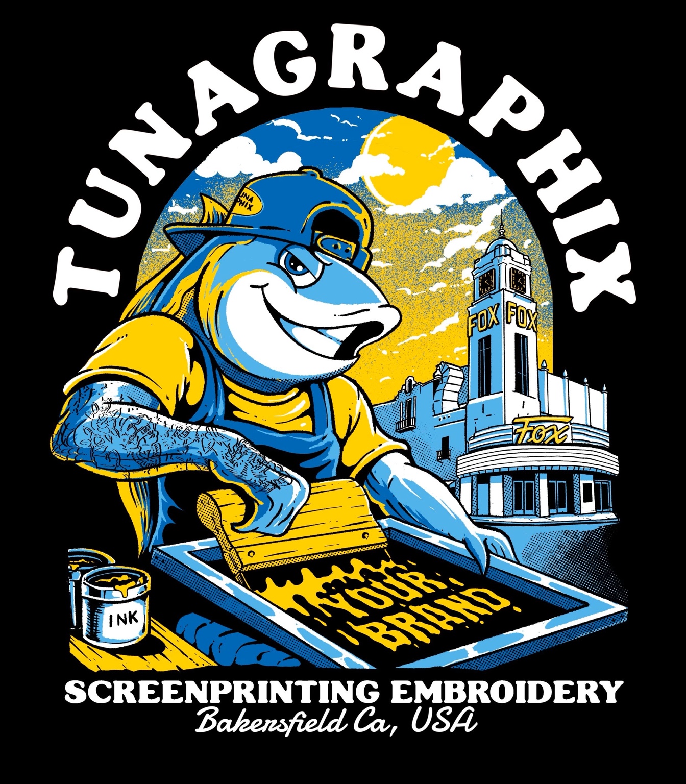 Tunagraphix screenprinting and embroidery artwork